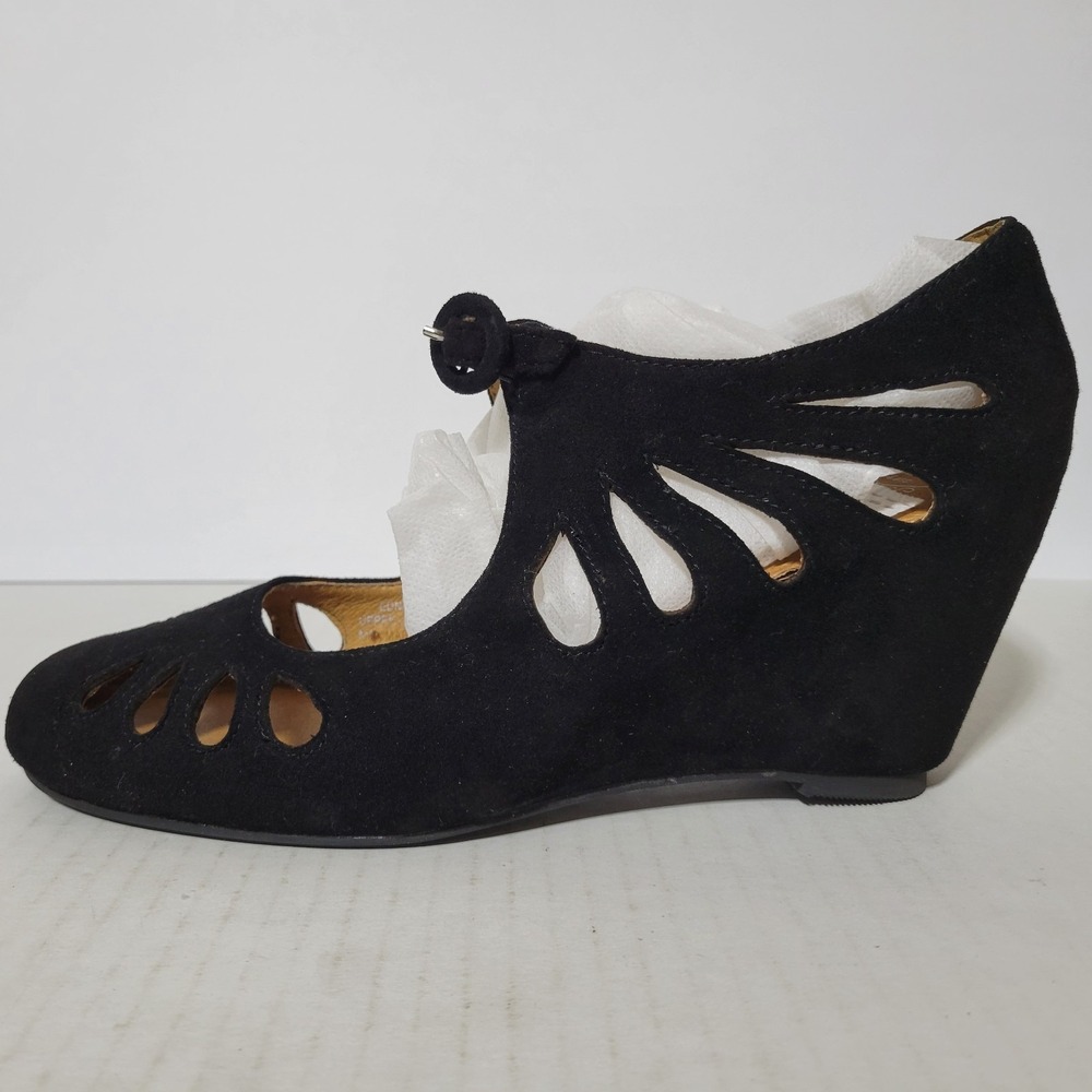 Jeffrey Campbell Edna Black Suede Cut Out Wedge Pumps Size 9M - Picture 3 of 8